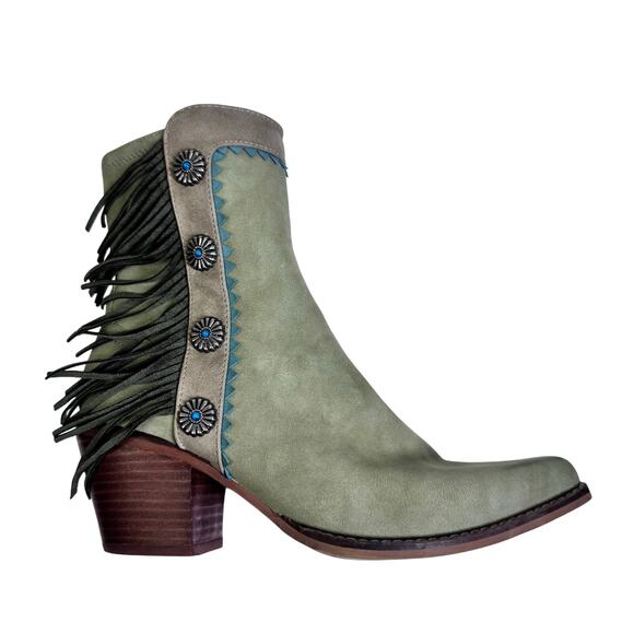 ARIDER GIRL Boots 7 Gizelle Mid-Calf Fringe Western Stacked Heel Cowgirl Rodeo - Picture 4 of 10